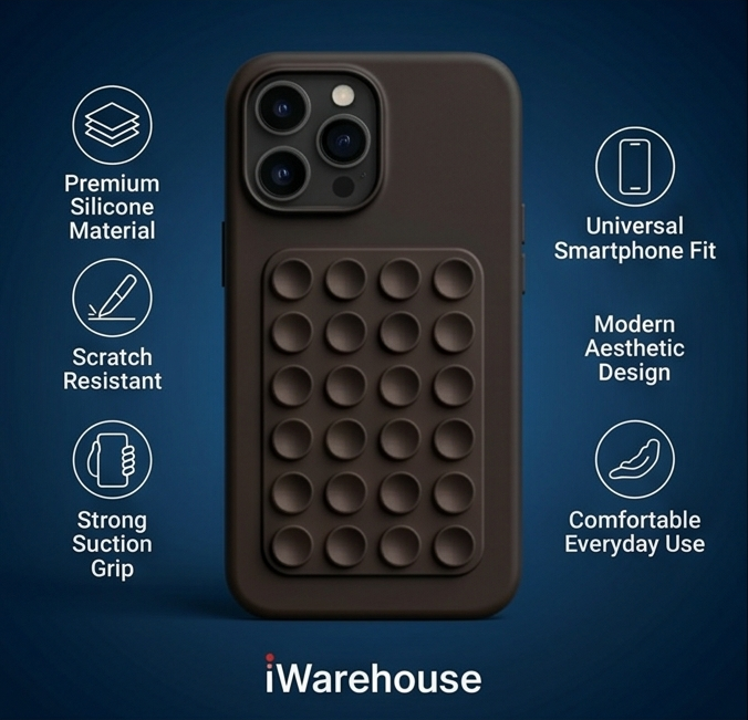 Suction Phone Case, Phone Suction Sticker, Silicone Suction Phone Case for Hands-Free Mobile Accessory Holder Grip, Video Phone Accessory Compatible Mirror, (Pack of-2))