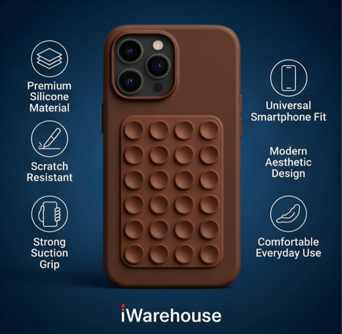 Suction Phone Case, Phone Suction Sticker, Silicone Suction Phone Case for Hands-Free Mobile Accessory Holder Grip, Video Phone Accessory Compatible Mirror, (Pack of-2))
