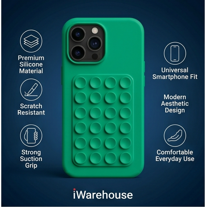 Suction Phone Case, Phone Suction Sticker, Silicone Suction Phone Case for Hands-Free Mobile Accessory Holder Grip, Video Phone Accessory Compatible Mirror, (Pack of-2))