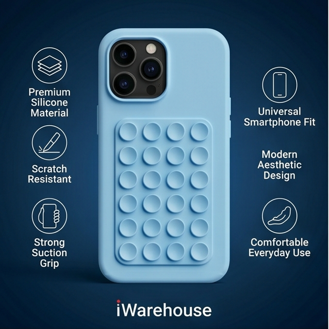 Suction Phone Case, Phone Suction Sticker, Silicone Suction Phone Case for Hands-Free Mobile Accessory Holder Grip, Video Phone Accessory Compatible Mirror, (Pack of-2))