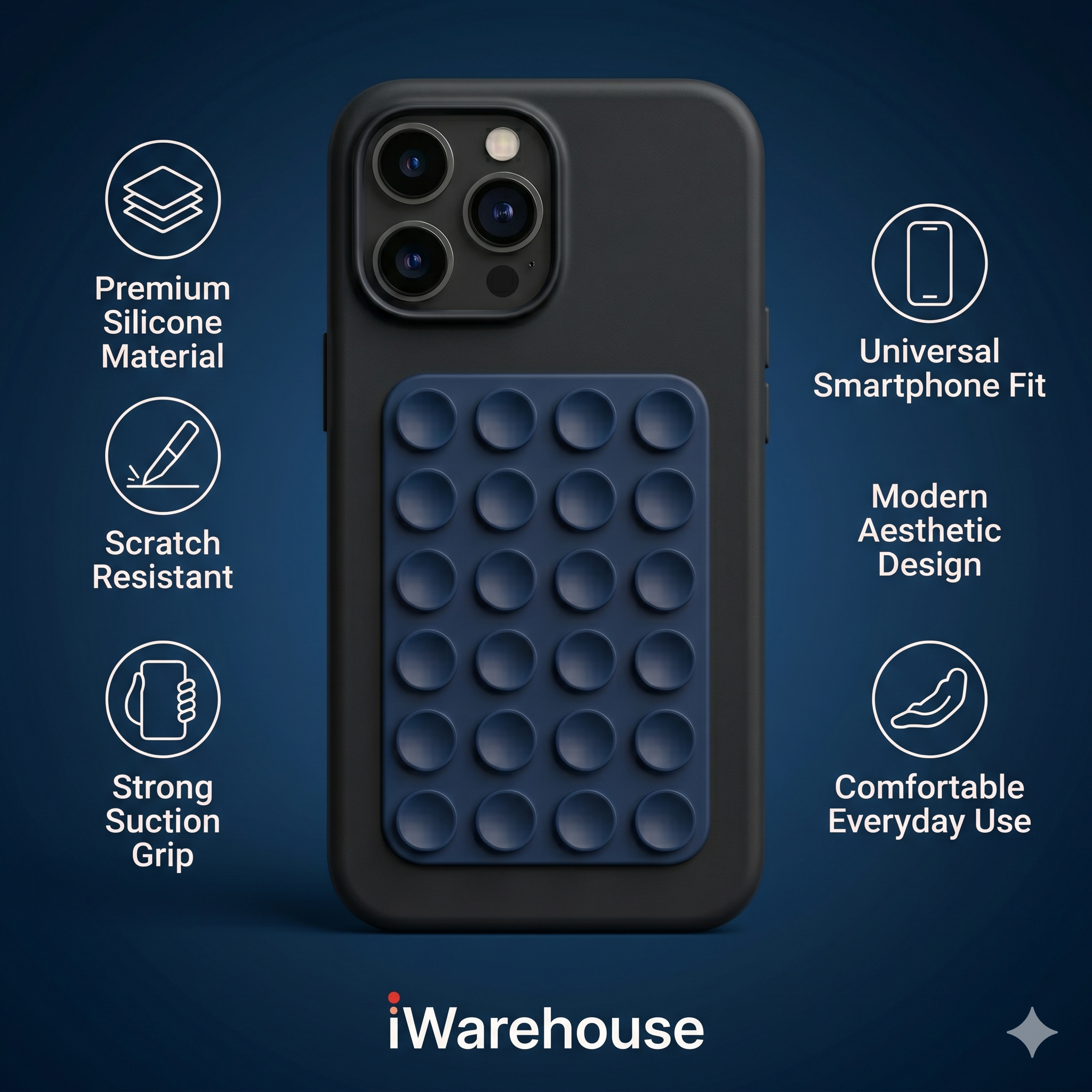 Suction Phone Case, Phone Suction Sticker, Silicone Suction Phone Case for Hands-Free Mobile Accessory Holder Grip, Video Phone Accessory Compatible Mirror, (Pack of-2))