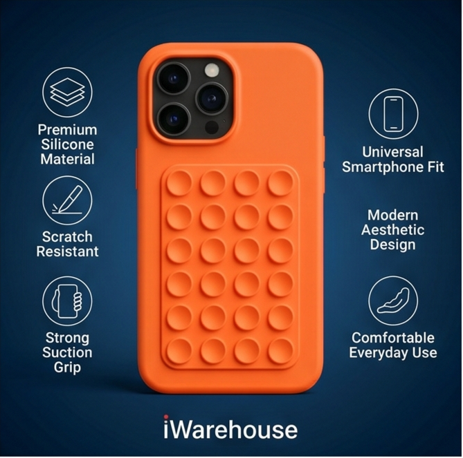Suction Phone Case, Phone Suction Sticker, Silicone Suction Phone Case for Hands-Free Mobile Accessory Holder Grip, Video Phone Accessory Compatible Mirror, (Pack of-2))