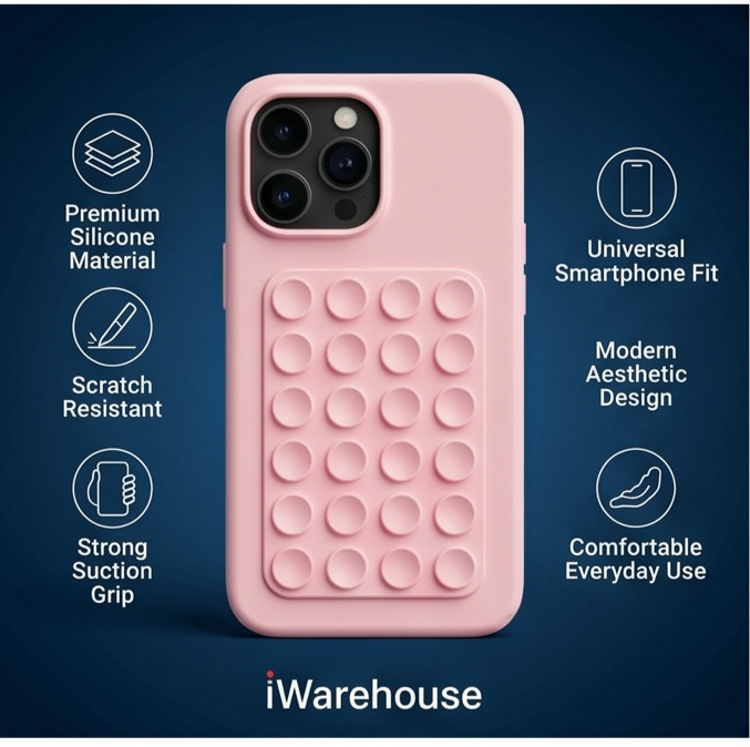Suction Phone Case, Phone Suction Sticker, Silicone Suction Phone Case for Hands-Free Mobile Accessory Holder Grip, Video Phone Accessory Compatible Mirror, (Pack of-2))