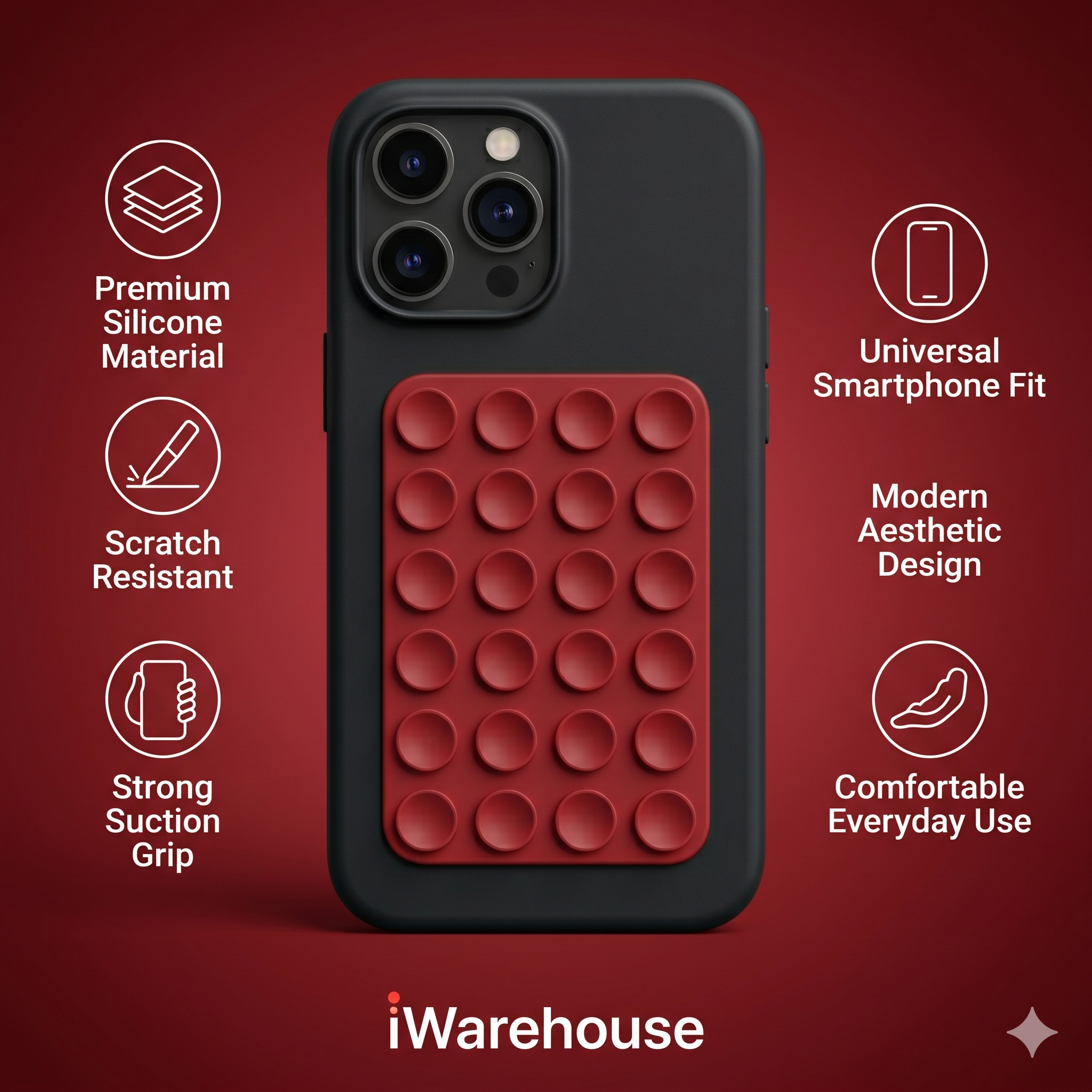 Suction Phone Case, Phone Suction Sticker, Silicone Suction Phone Case for Hands-Free Mobile Accessory Holder Grip, Video Phone Accessory Compatible Mirror, (Pack of-2))