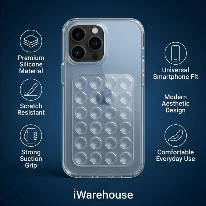 Suction Phone Case, Phone Suction Sticker, Silicone Suction Phone Case for Hands-Free Mobile Accessory Holder Grip, Video Phone Accessory Compatible Mirror, (Pack of-2))
